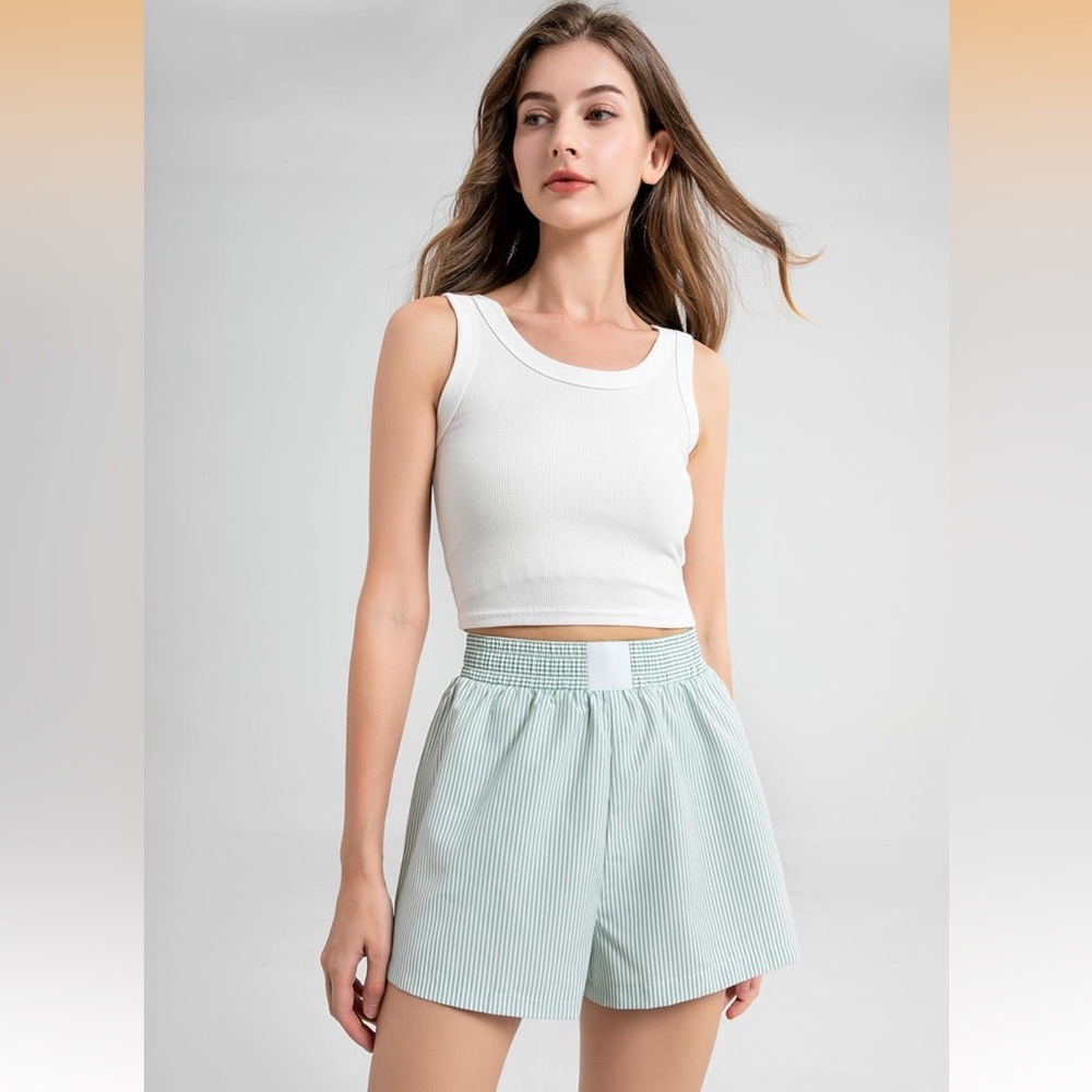 Mint Green and White Striped boxer shorts